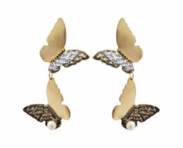 Μεγάλα εντυπωσιακά σκουλαρίκια με μαργαριτάρια πεταλούδα – 4645