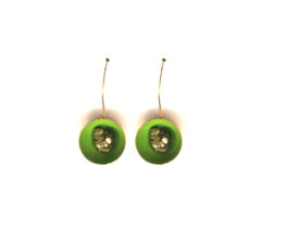 Κρεμαστά σκουλαρίκια μεγάλα με πυρίτη πράσινα -10969